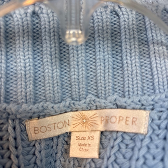Women’s Boston Proper Sky Blue Chunky Cotton Knit Pullover Sweater Sz XS - Picture 4 of 5